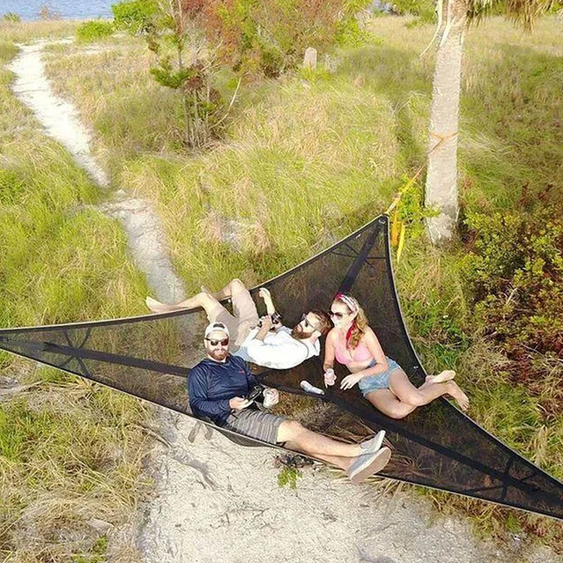 Triangle Hammock with Three-Point Anchor System and Elevated Sleeping Surface