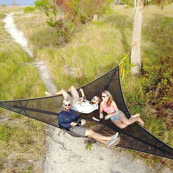 Triangle Hammock with Three-Point Anchor System and Elevated Sleeping Surface