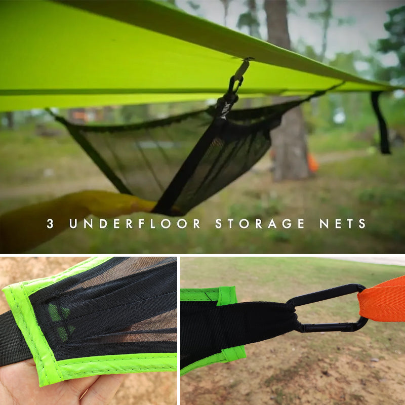 Triangle Hammock with Three-Point Anchor System and Elevated Sleeping Surface