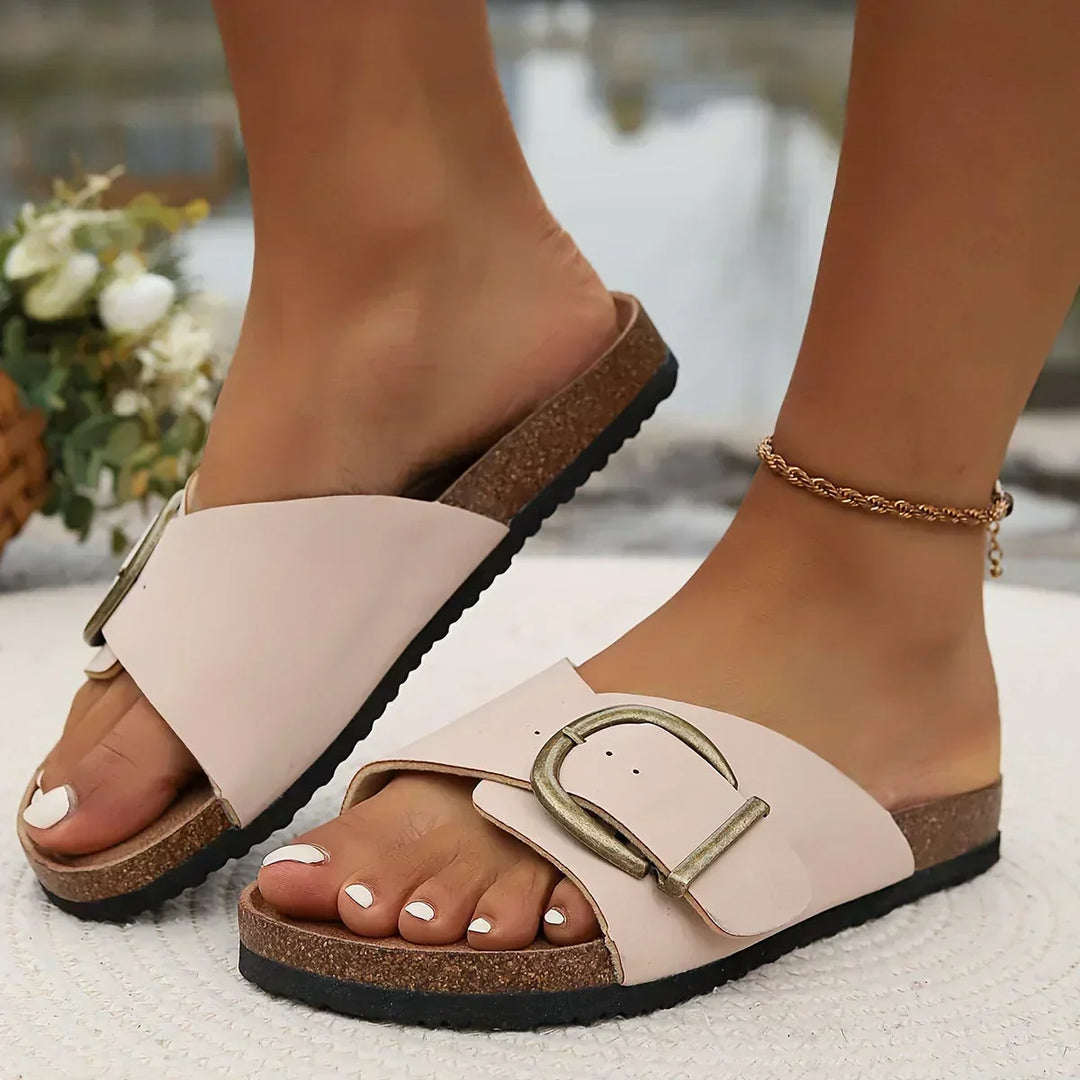 Womens Adjustable Sandals with Cushioned Insole and Buckle Straps