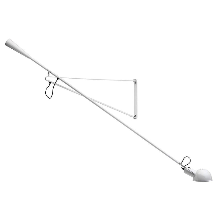 Adjustable Wall Lamp with Extended Arm and Rotating Shade, Cast Iron Counterweight