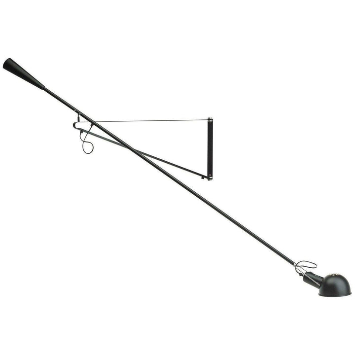 Adjustable Wall Lamp with Extended Arm and Rotating Shade, Cast Iron Counterweight