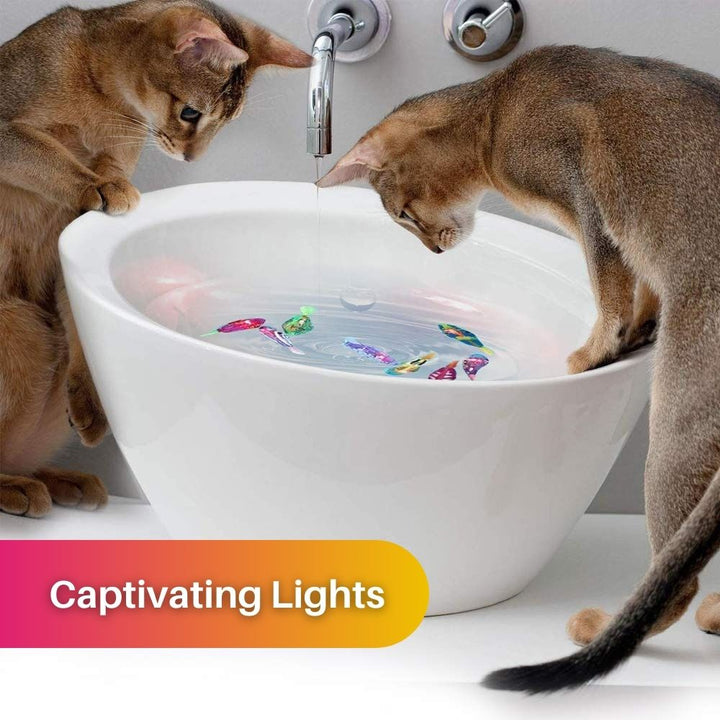 Motion Activated Swimming Fish Cat Toy with Light-Up Lights and Motor Action