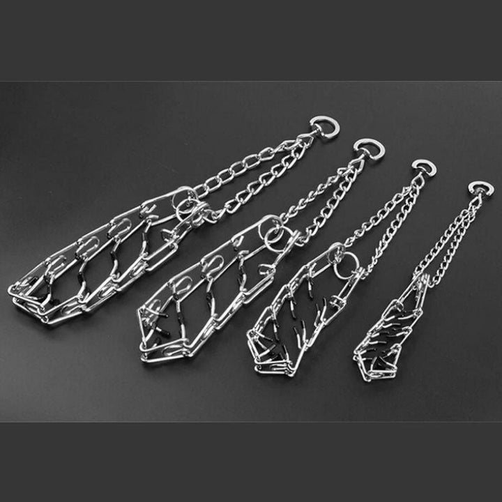 Metal Training Collar with Rubber-Tipped Links and Adjustable Fit
