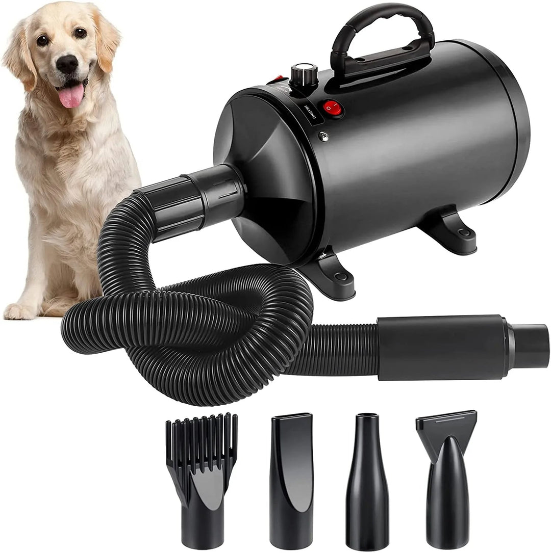 High Velocity Dog Grooming Dryer with Adjustable Heat and Extended Flexible Hose
