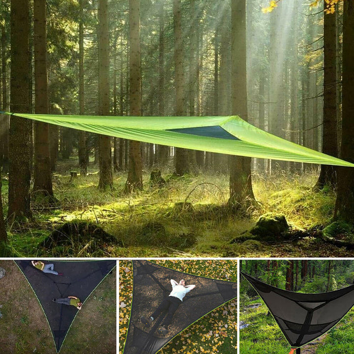 Triangle Hammock with Three-Point Anchor System and Elevated Sleeping Surface