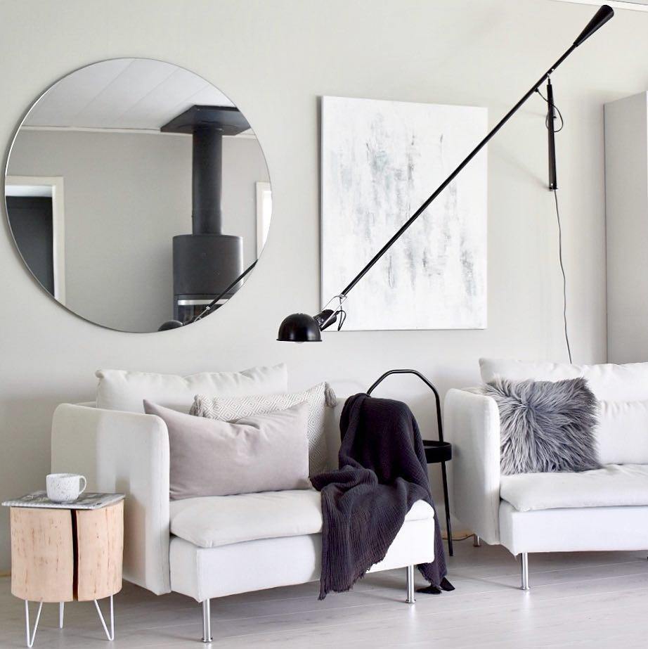 Adjustable Wall Lamp with Extended Arm and Rotating Shade, Cast Iron Counterweight