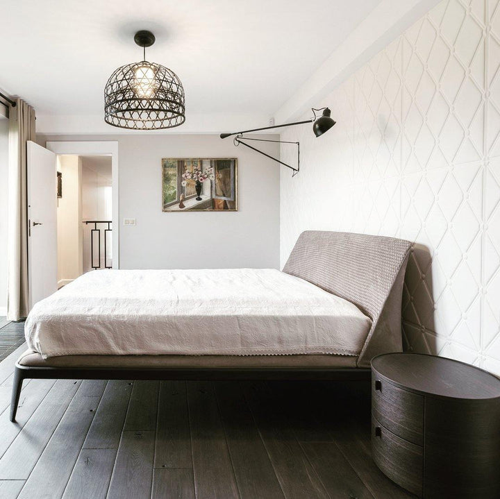 Adjustable Wall Lamp with Extended Arm and Rotating Shade, Cast Iron Counterweight