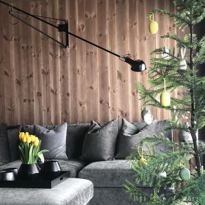 Adjustable Wall Lamp with Extended Arm and Rotating Shade, Cast Iron Counterweight