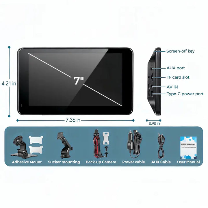 Wireless Car Display with Backup Camera and Voice Control for Navigation