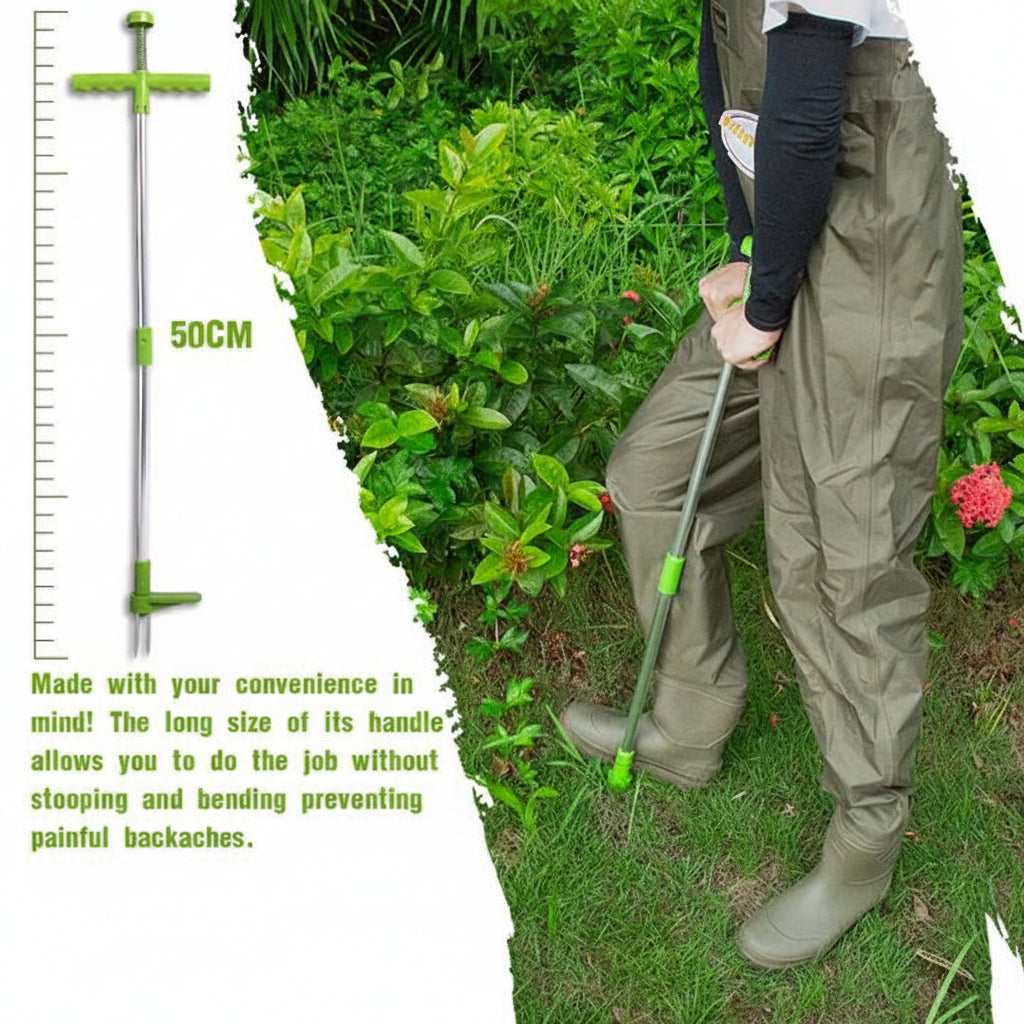 Standing Weed Puller with Triple Steel Claws and Foot Pedal Leverage