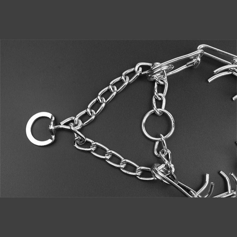Metal Training Collar with Rubber-Tipped Links and Adjustable Fit