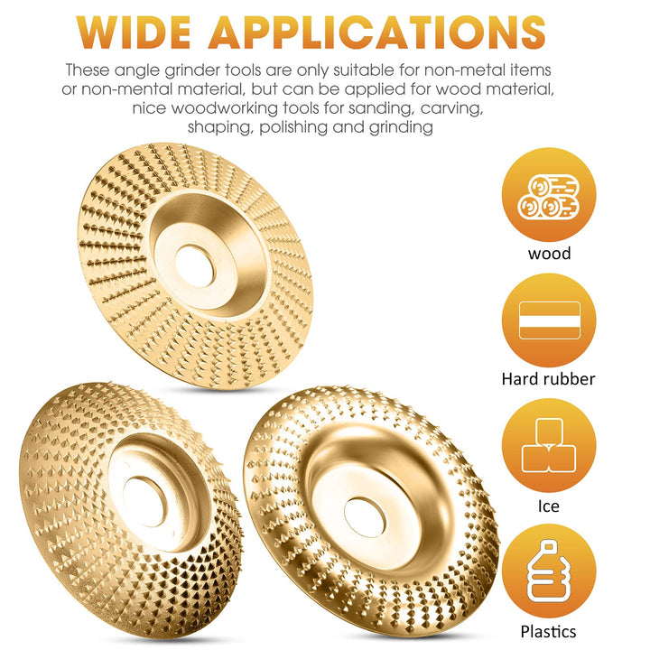 Tungsten Carbide Grinding Wheel Set with Flat, Beveled and Arc Discs for Angle Grinder