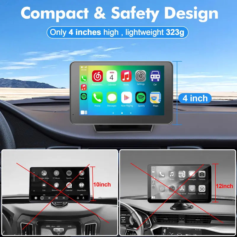 Wireless Car Display with Backup Camera and Voice Control for Navigation