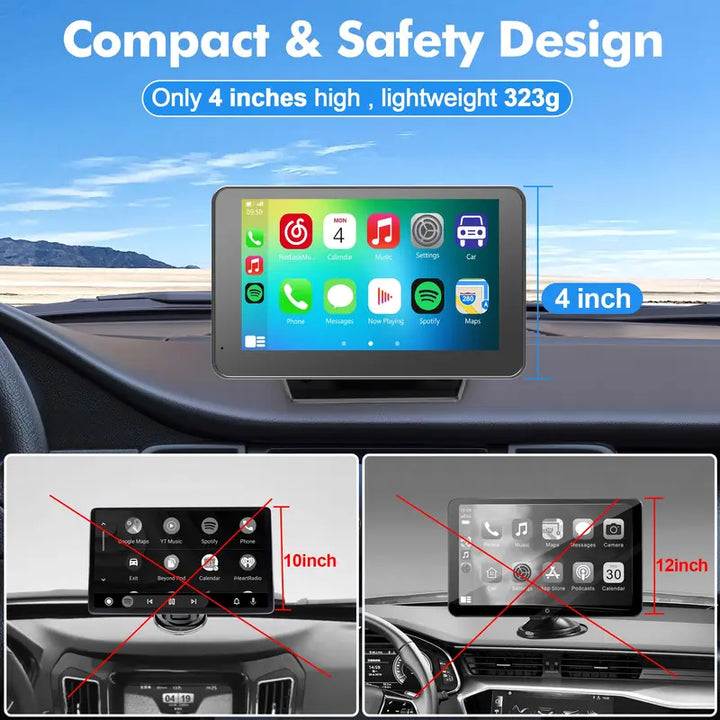 Wireless Car Display with Backup Camera and Voice Control for Navigation