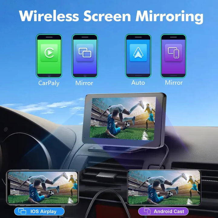 Wireless Car Display with Backup Camera and Voice Control for Navigation