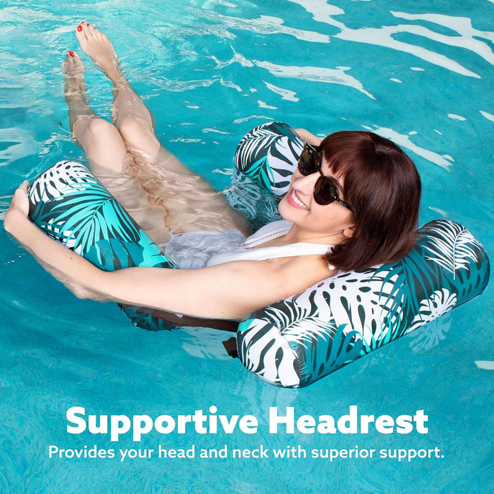 Inflatable Pool Float Chair with Mesh Seat and Adjustable Straps, 250lb Capacity
