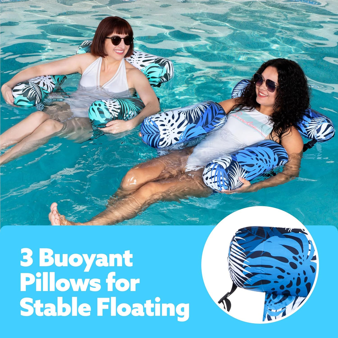Inflatable Pool Float Chair with Mesh Seat and Adjustable Straps, 250lb Capacity