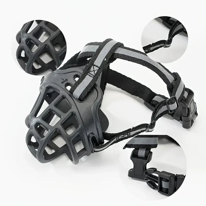 Adjustable Dog Muzzle with Breathable Mesh and Multiple Straps, Six Sizes