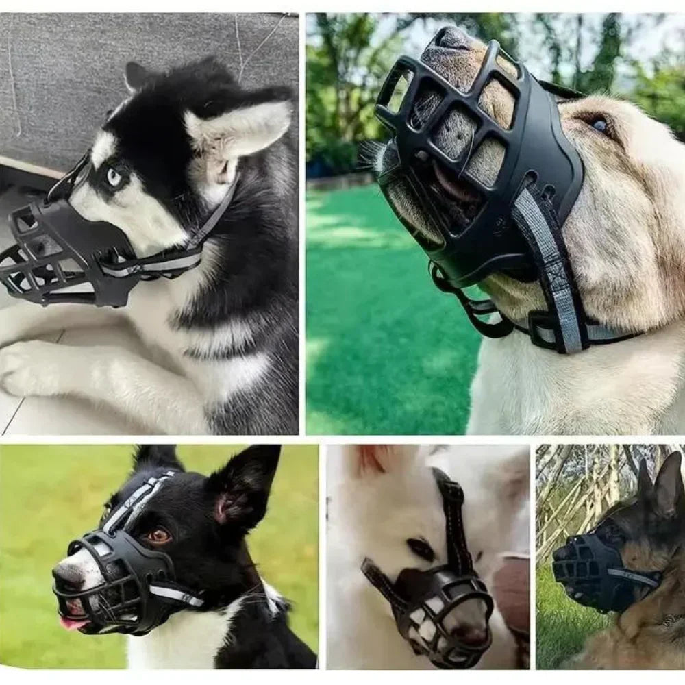 Breathable Mesh Dog Muzzle with Adjustable Straps, 6 Sizes for 10-130lb Dogs