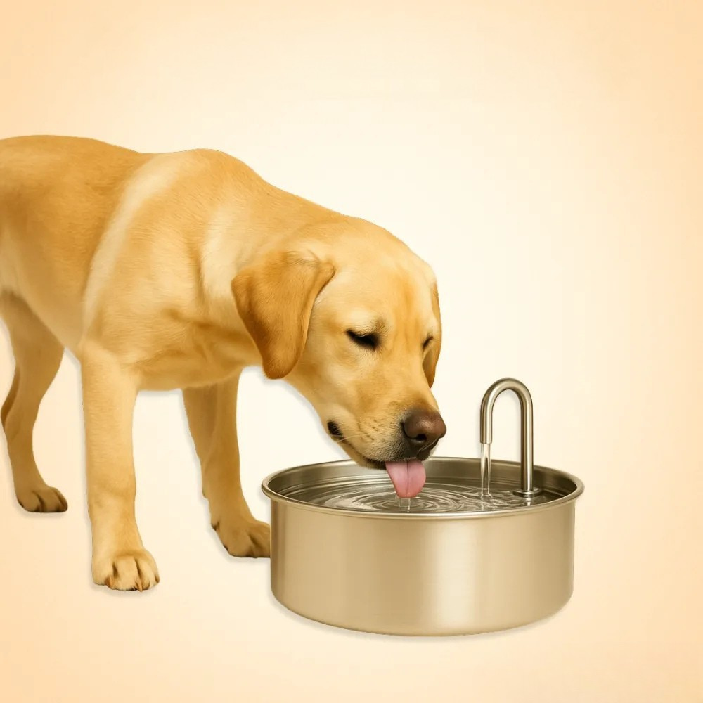 Automatic Pet Water Fountain with Stainless Steel Bowl and Circulation Pump, 8 Liter