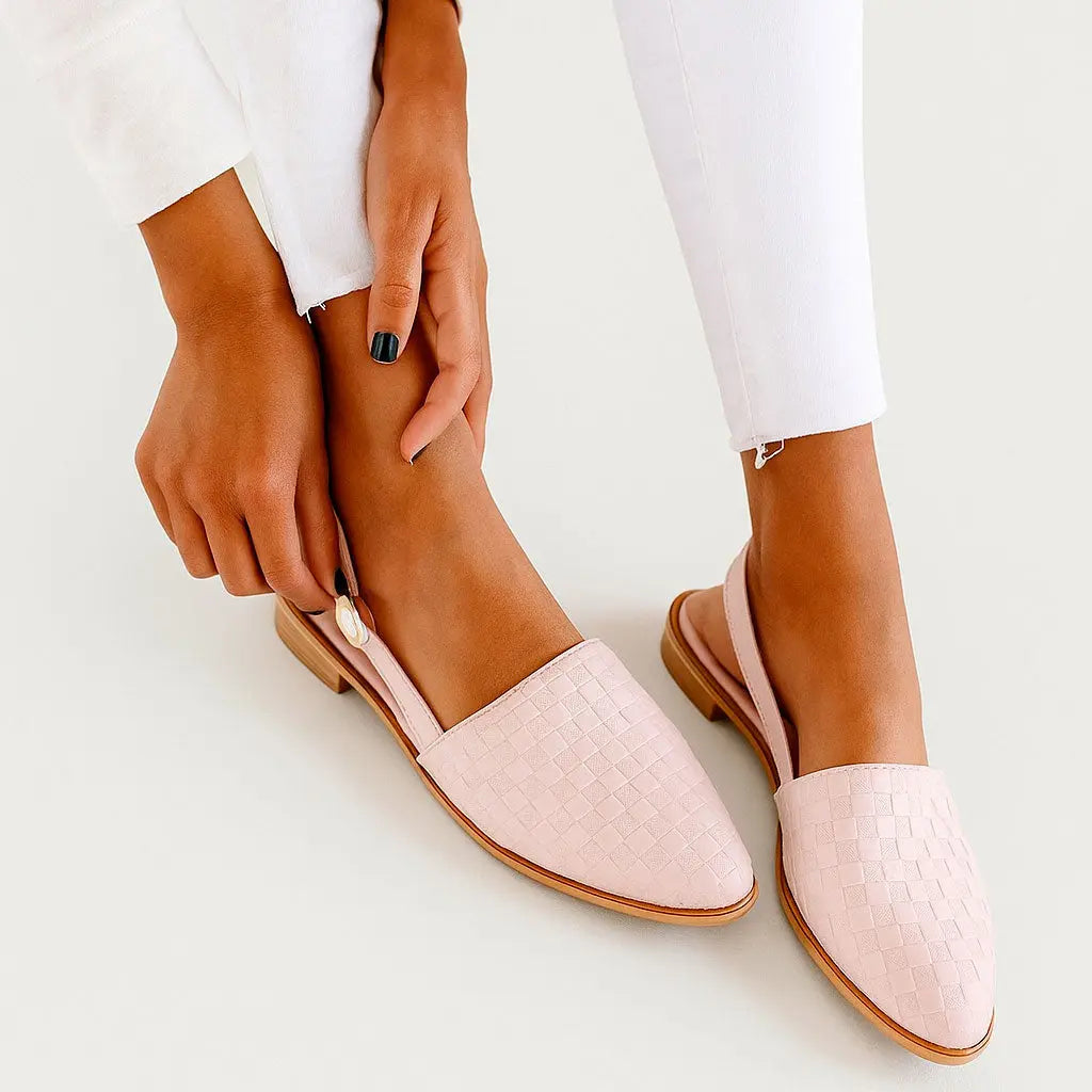 Slingback Flats with Woven Vegan Upper and Ergonomic Footbed, Low 1-Inch Heel