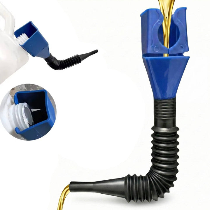Hands Free Wide Mouth Oil Funnel, Spill Free Fuel Funnel with Flexible Extended Hose for Cars, Trucks and Motorcycles