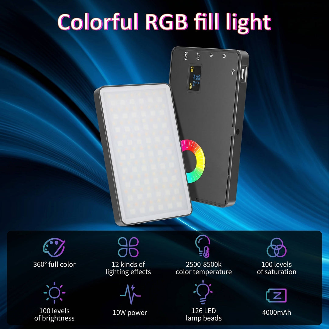USB Rechargeable RGB Photography Light, Portable Camera Selfie Light for Live Streaming Vlogging with Color Changing Modes