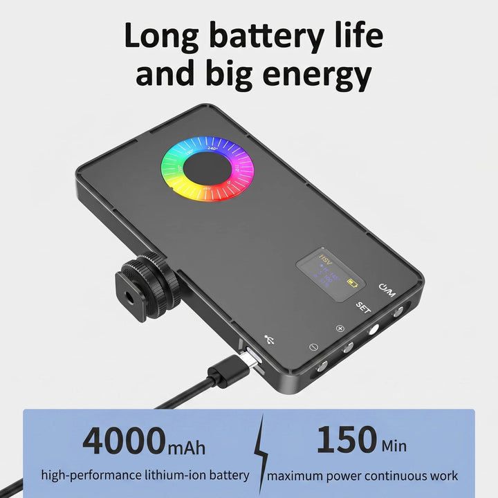 USB Rechargeable RGB Photography Light, Portable Camera Selfie Light for Live Streaming Vlogging with Color Changing Modes