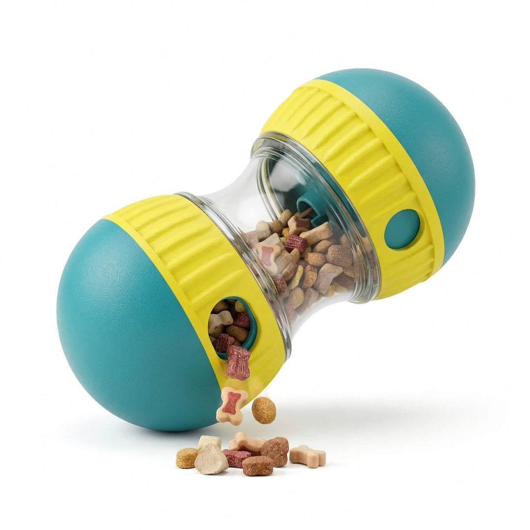 Adjustable Treat Dispensing Dog Toy, Puzzle and Enrichment, Tough Slow Feeder, Food Dispenser, Interactive Chase Toys for Small to Large Dogs