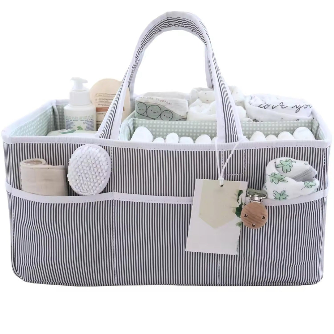 Large Baby Diaper Caddy Organizer Tote Bag, Nursery Storage Basket and Portable Car Caddy For Newborn