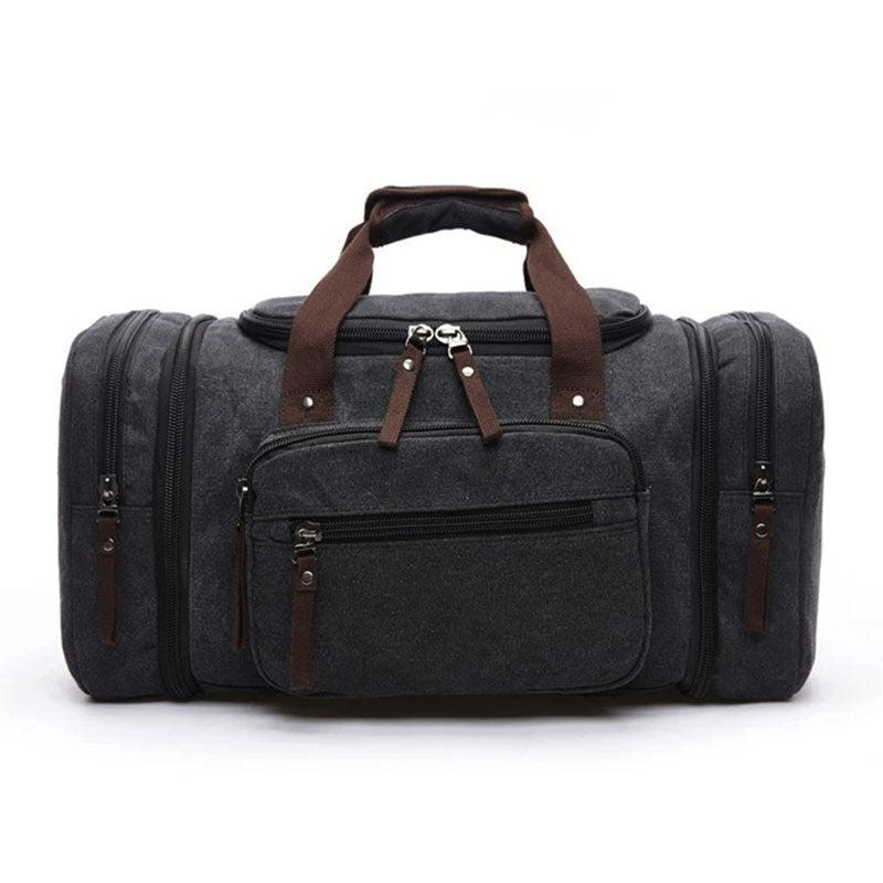 Canvas Duffel Bag with Expandable Panel and Laptop Compartment, Large Capacity for Travel