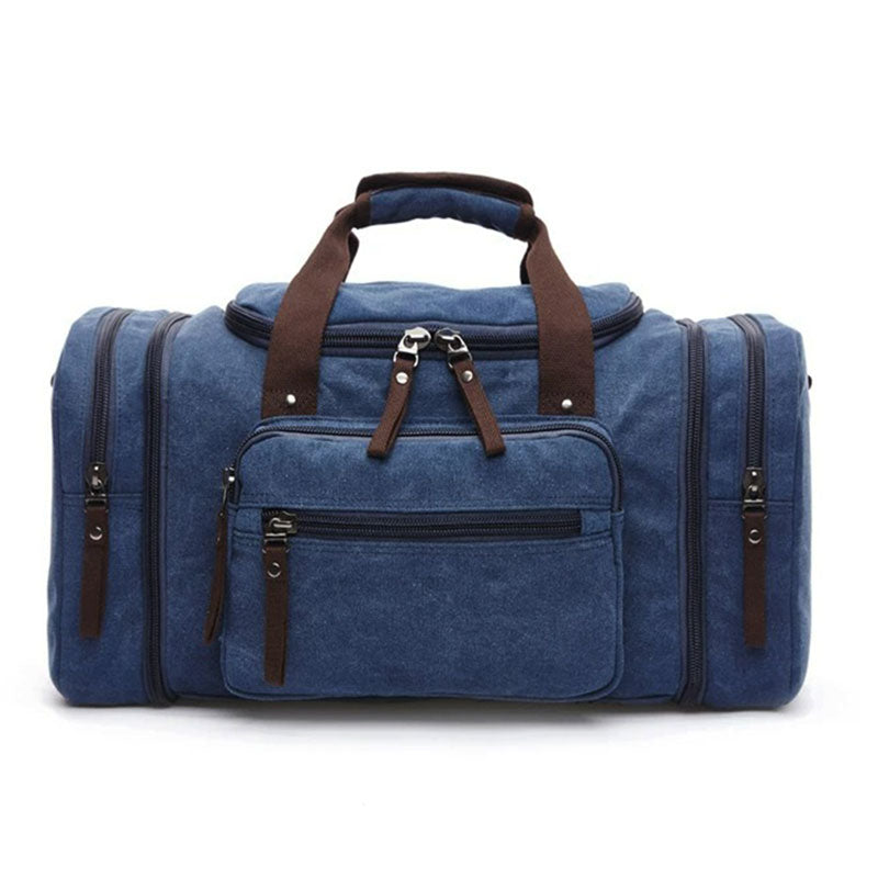 Canvas Duffel Bag with Expandable Panel and Laptop Compartment, Large Capacity for Travel