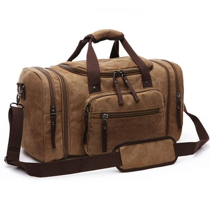 Canvas Duffel Bag with Expandable Panel and Laptop Compartment, Large Capacity for Travel