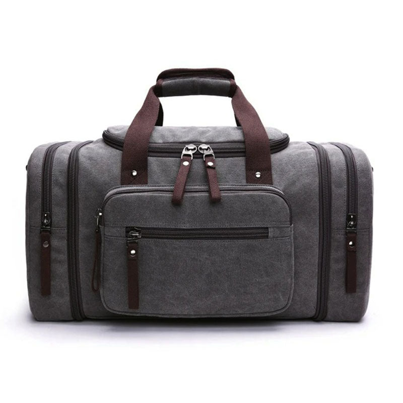 Canvas Duffel Bag with Expandable Panel and Laptop Compartment, Large Capacity for Travel