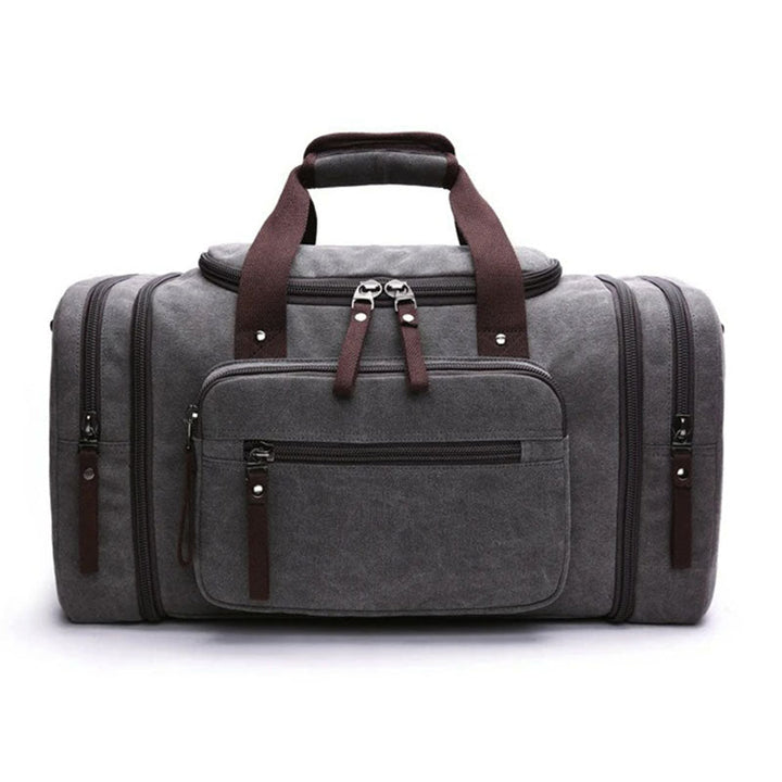 Canvas Duffel Bag with Expandable Panel and Laptop Compartment, Large Capacity for Travel