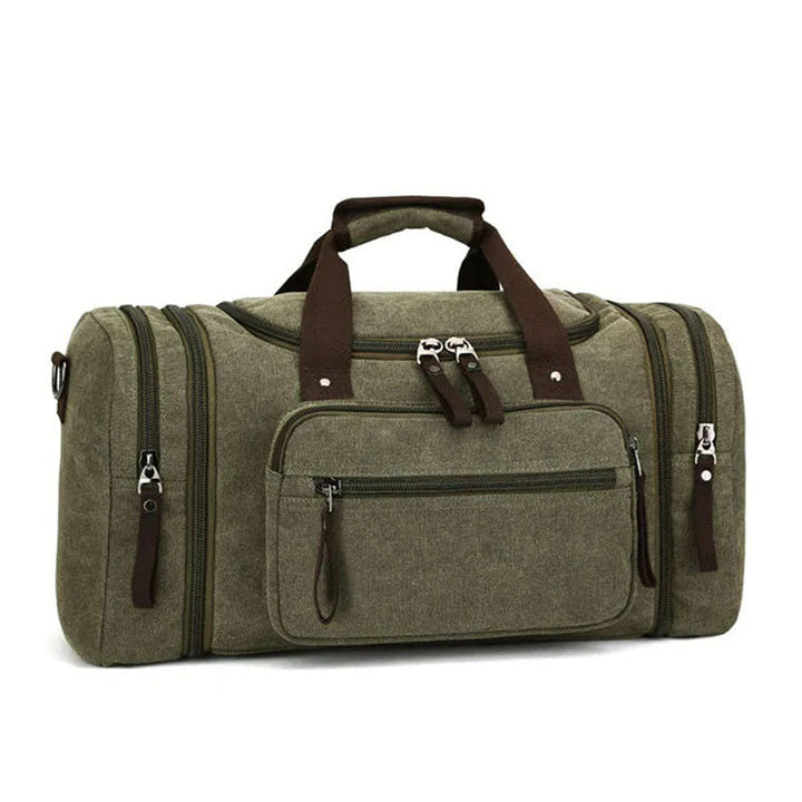 Canvas Duffel Bag with Expandable Panel and Laptop Compartment, Large Capacity for Travel