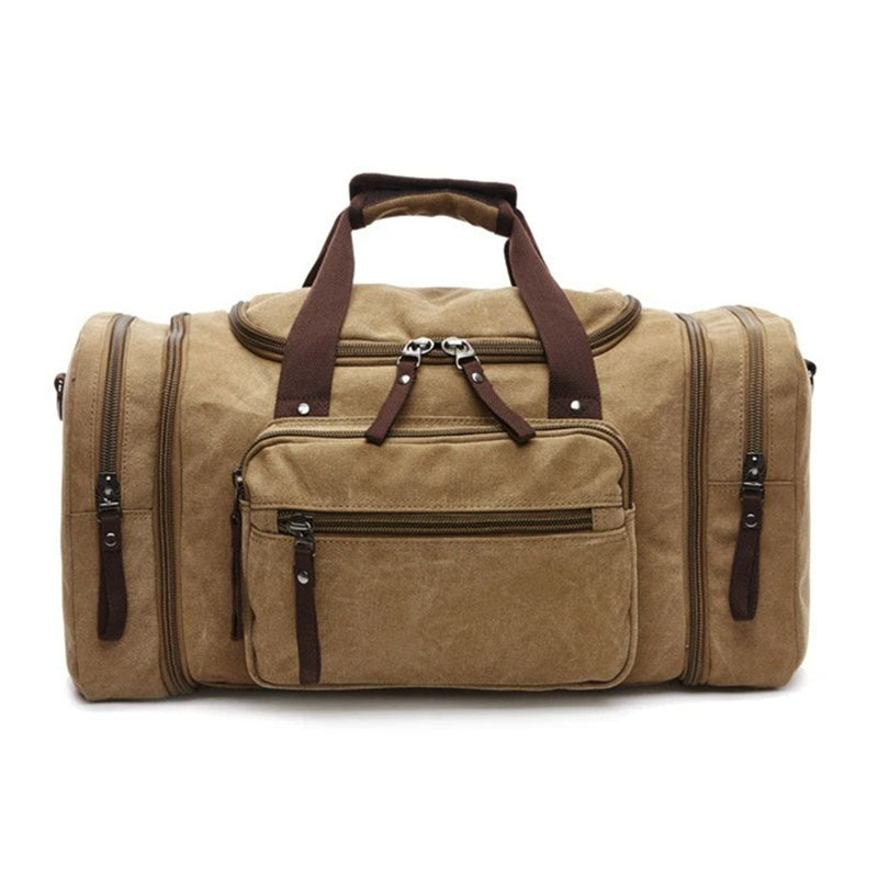 Canvas Duffel Bag with Expandable Panel and Laptop Compartment, Large Capacity for Travel