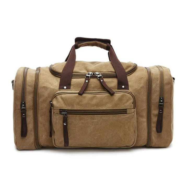 Canvas Duffel Bag with Expandable Panel and Laptop Compartment, Large Capacity for Travel