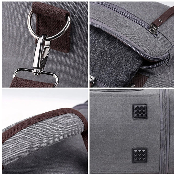 Canvas Duffel Bag with Expandable Panel and Laptop Compartment, Large Capacity for Travel