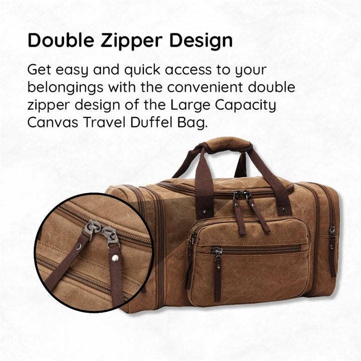 Canvas Duffel Bag with Expandable Panel and Laptop Compartment, Large Capacity for Travel