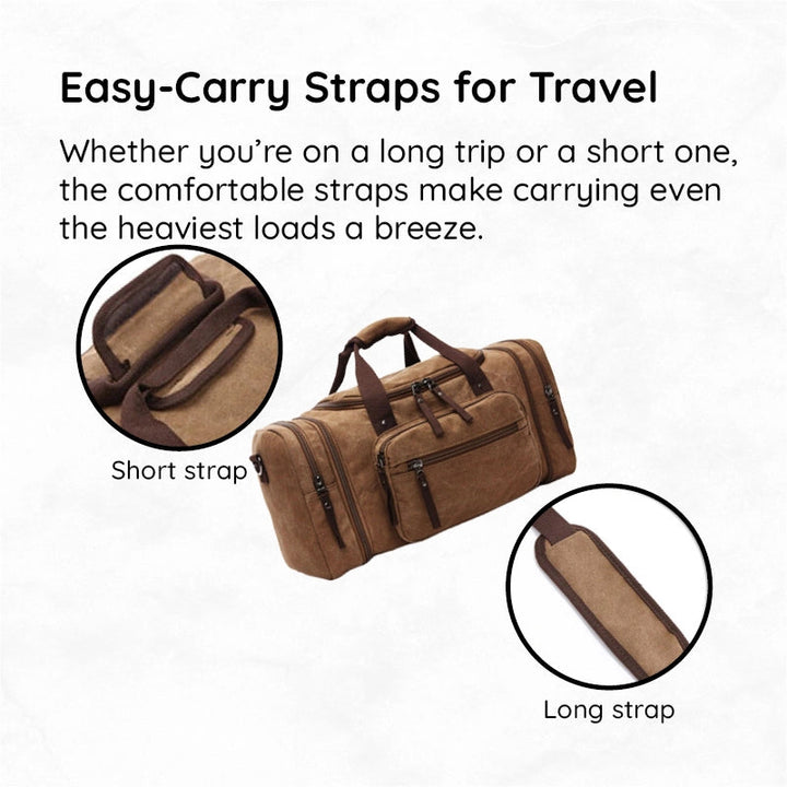 Canvas Duffel Bag with Expandable Panel and Laptop Compartment, Large Capacity for Travel