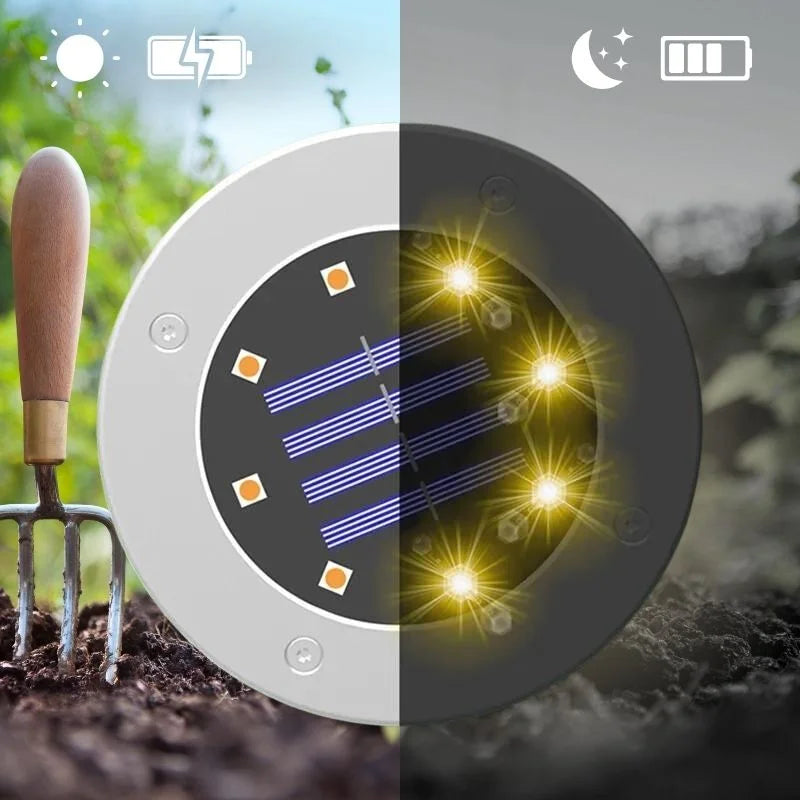 Solar Path Lights with Warm White LED and Rechargeable Battery, Stake or Surface Mount