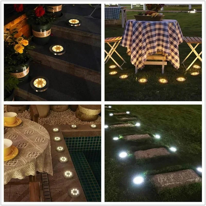 Solar Path Lights with Warm White LED and Rechargeable Battery, Stake or Surface Mount