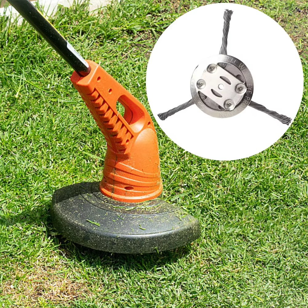Wire Brush Trimmer Head for Weeds, Moss and Rust Removal