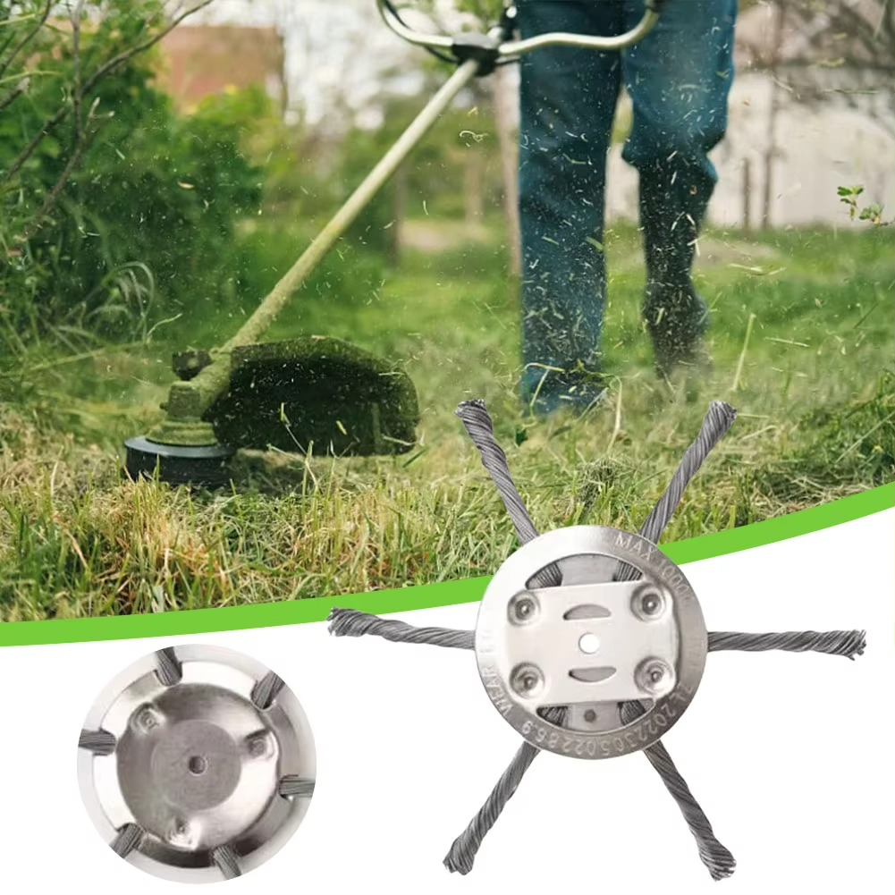 Wire Brush Trimmer Head for Weeds, Moss and Rust Removal