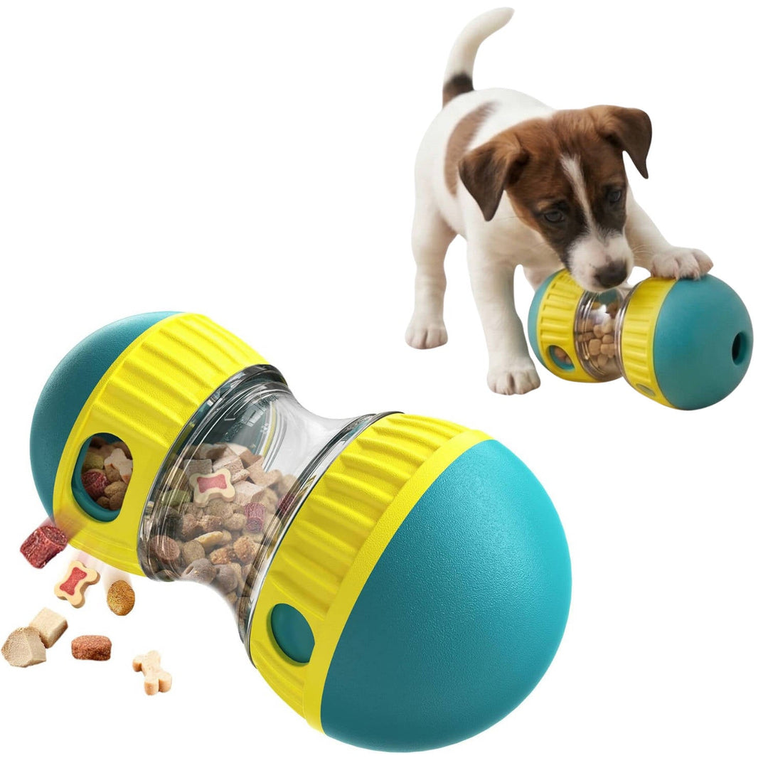 Adjustable Treat Dispensing Dog Toy, Puzzle and Enrichment, Tough Slow Feeder, Food Dispenser, Interactive Chase Toys for Small to Large Dogs