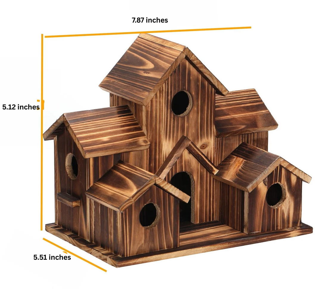 Handcrafted Wooden Birdhouse  Tree Birdhouse with 6 Holes