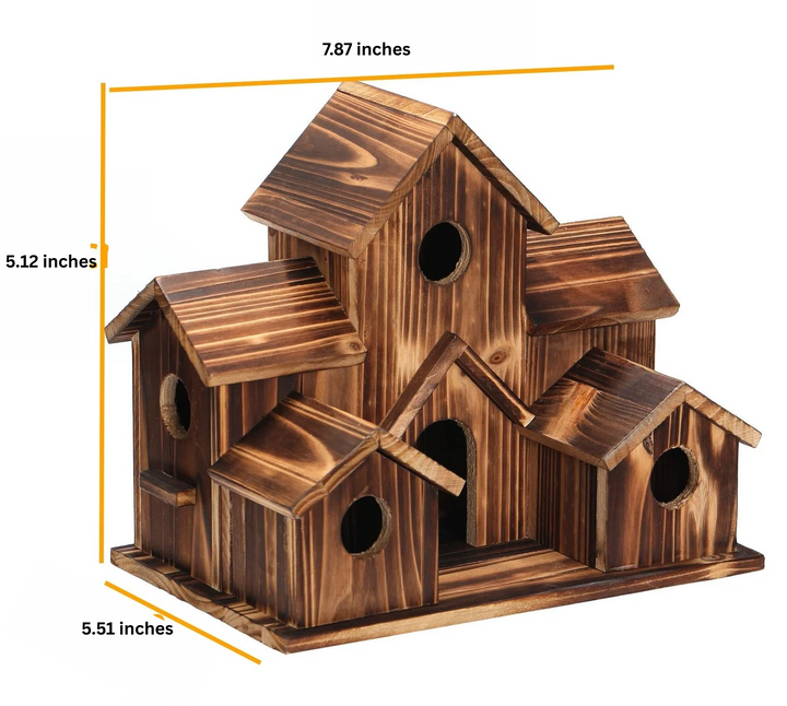 Handcrafted Wooden Birdhouse  Tree Birdhouse with 6 Holes
