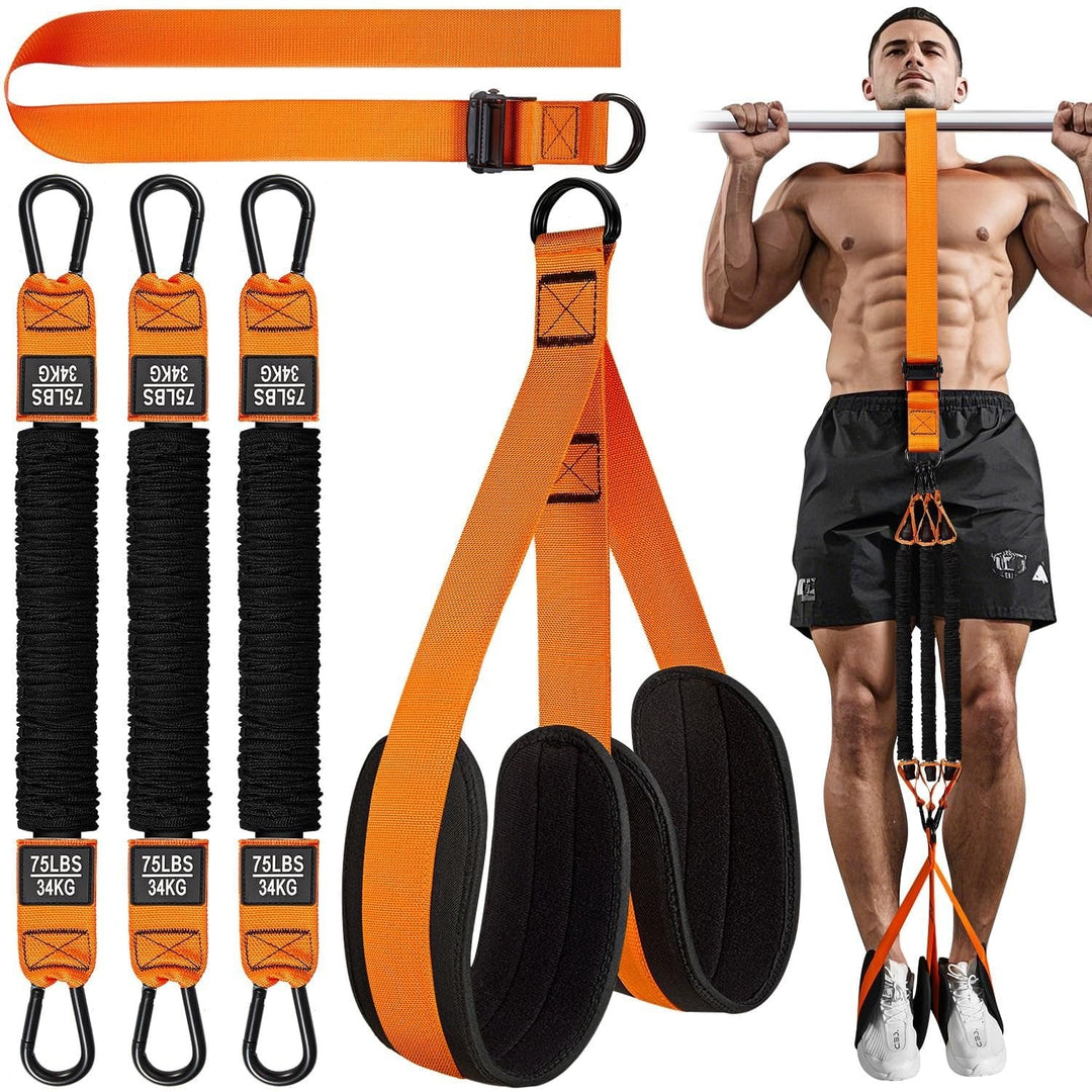 Pull Up Assist Band with Double Foot Holder and Steel Hooks